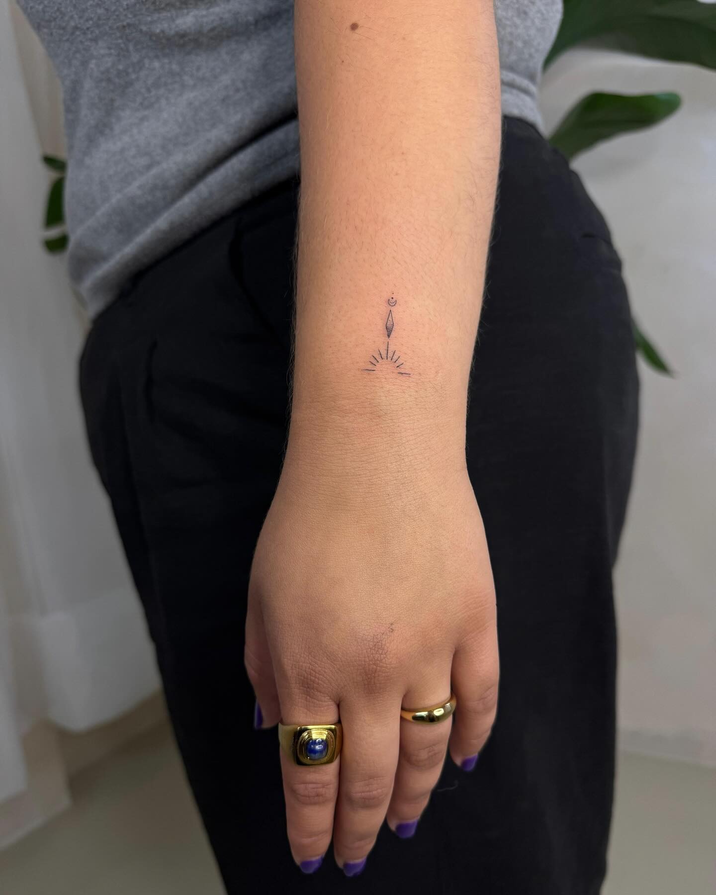 Tiny Celestial Alignment Wrist Tattoo Tattoo Design