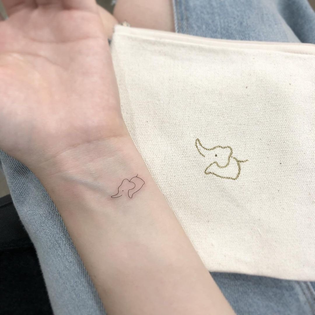 Tiny Line Baby Elephant Wrist Tattoo Tattoo Design