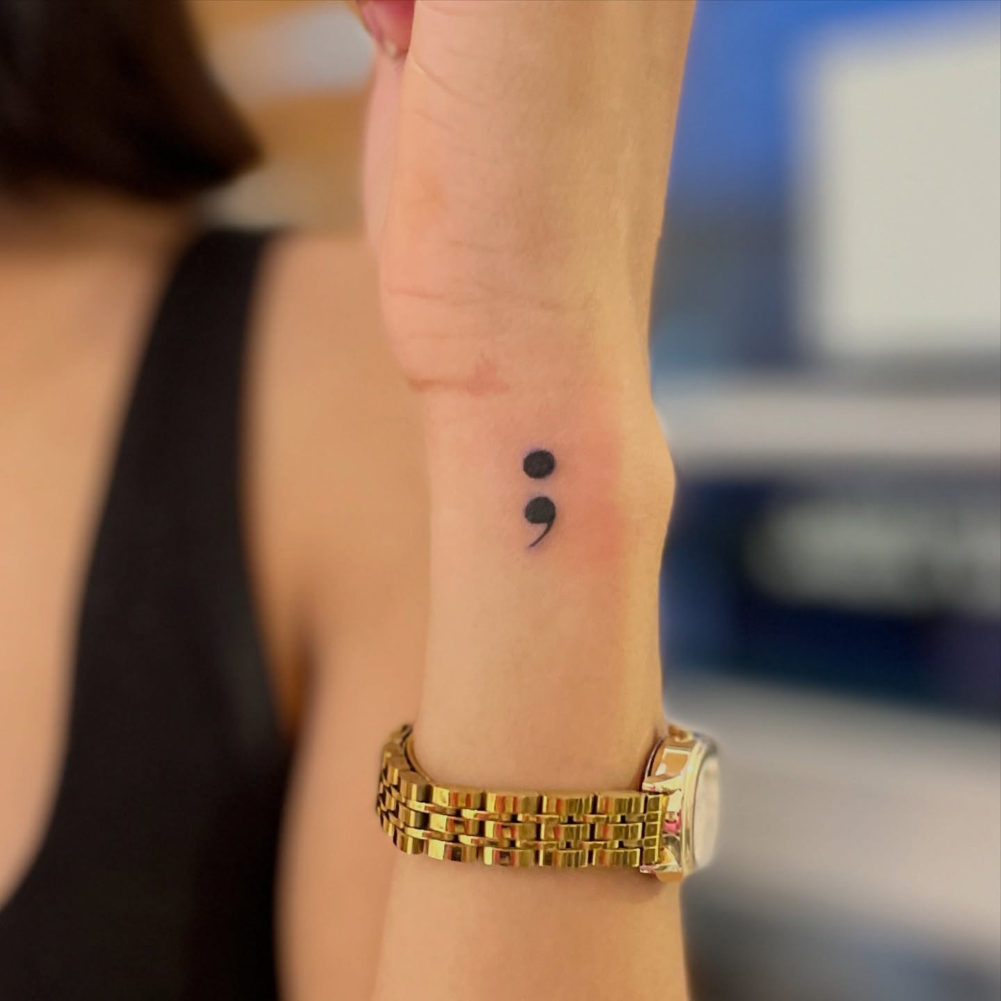 Tiny Semicolon Wrist Tattoo Tattoo Design
