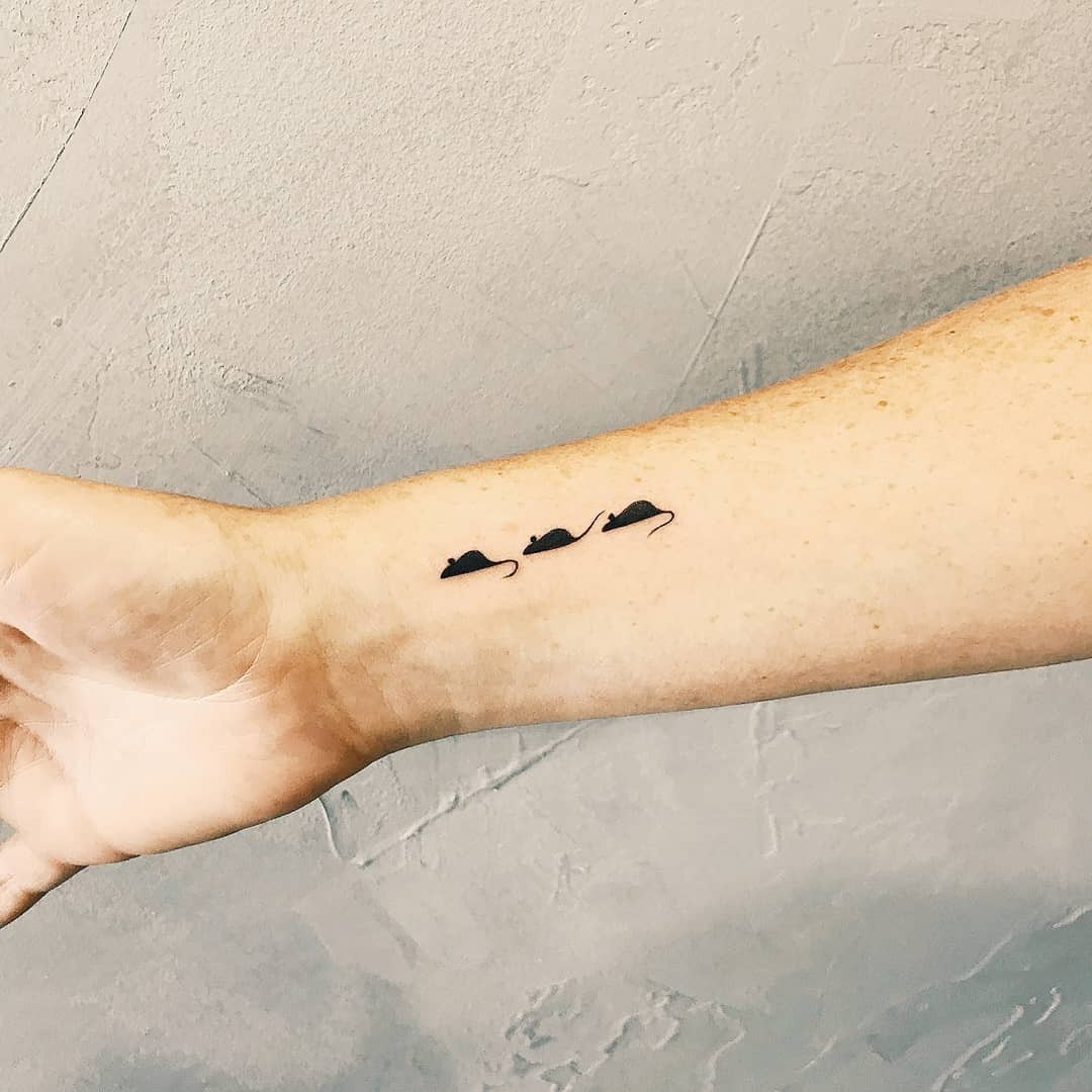 Tiny Trio of Mice Wrist Tattoo Tattoo Design