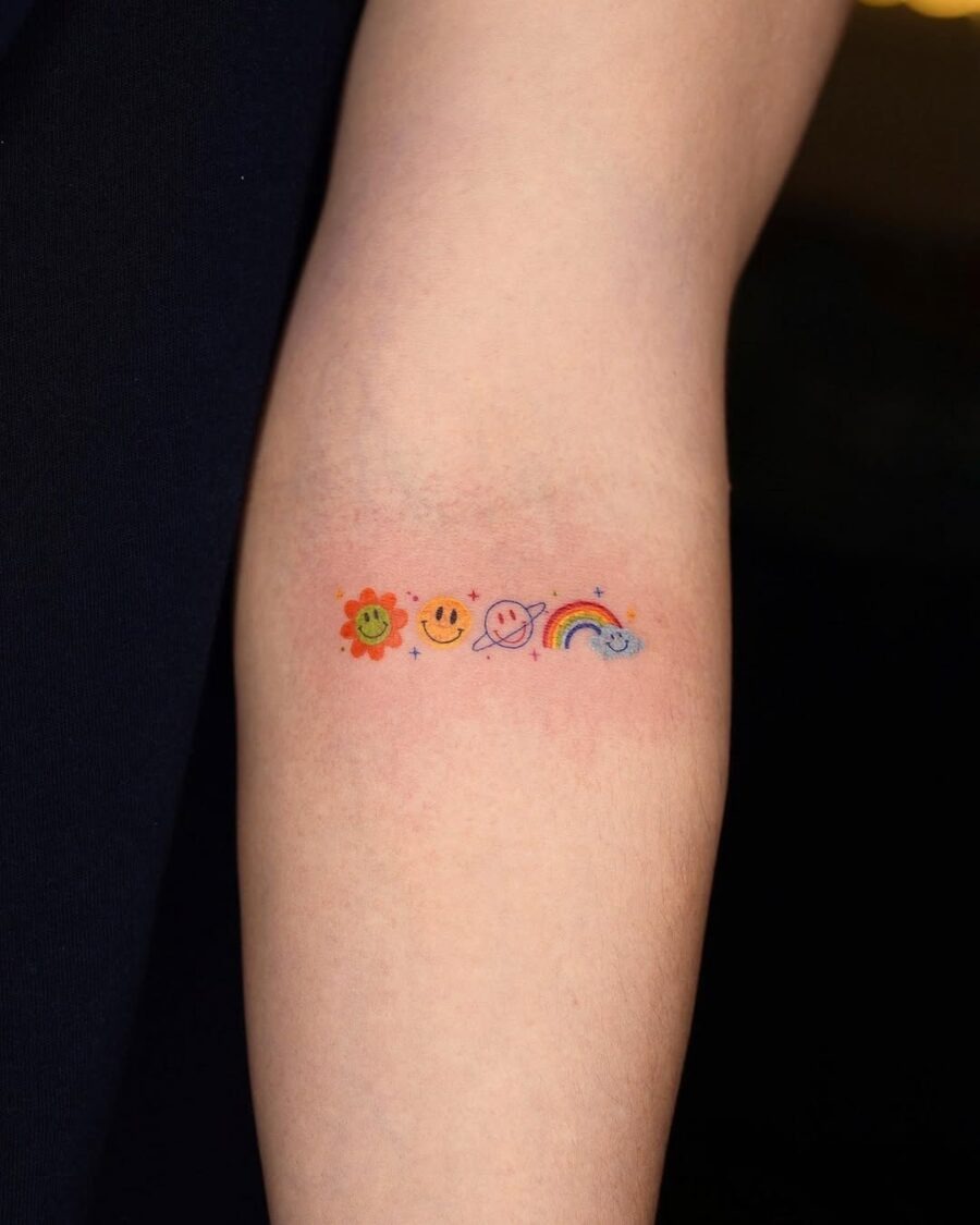 Colorful Smiley Face Tattoo Collection Tattoo Design
