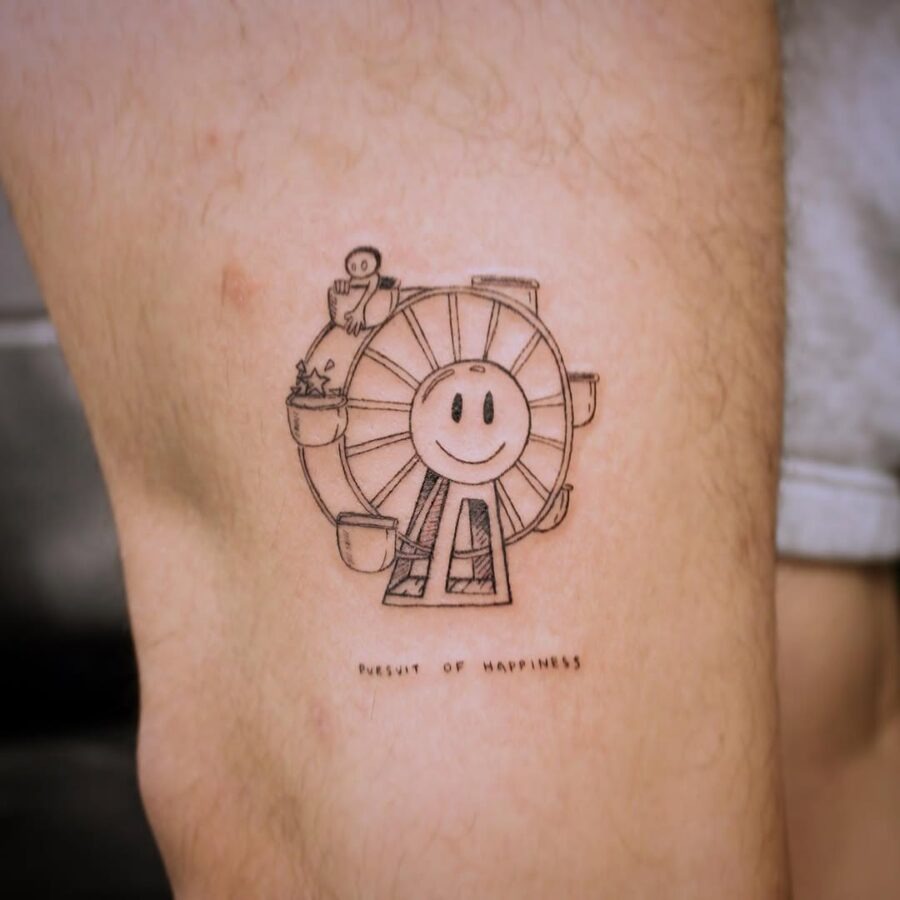 Joyful Smiley with Ferris Wheel Tattoo Design Tattoo Design