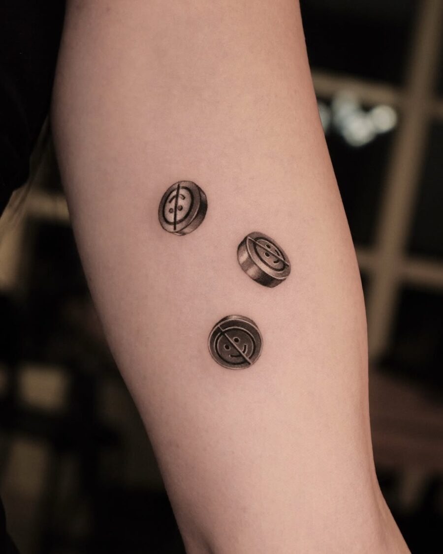Unique Smiley Face Button Tattoo Designs Tattoo Design