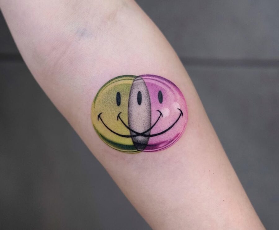Vibrant Smiley Faces Expressing Joy and Unity Tattoo Design