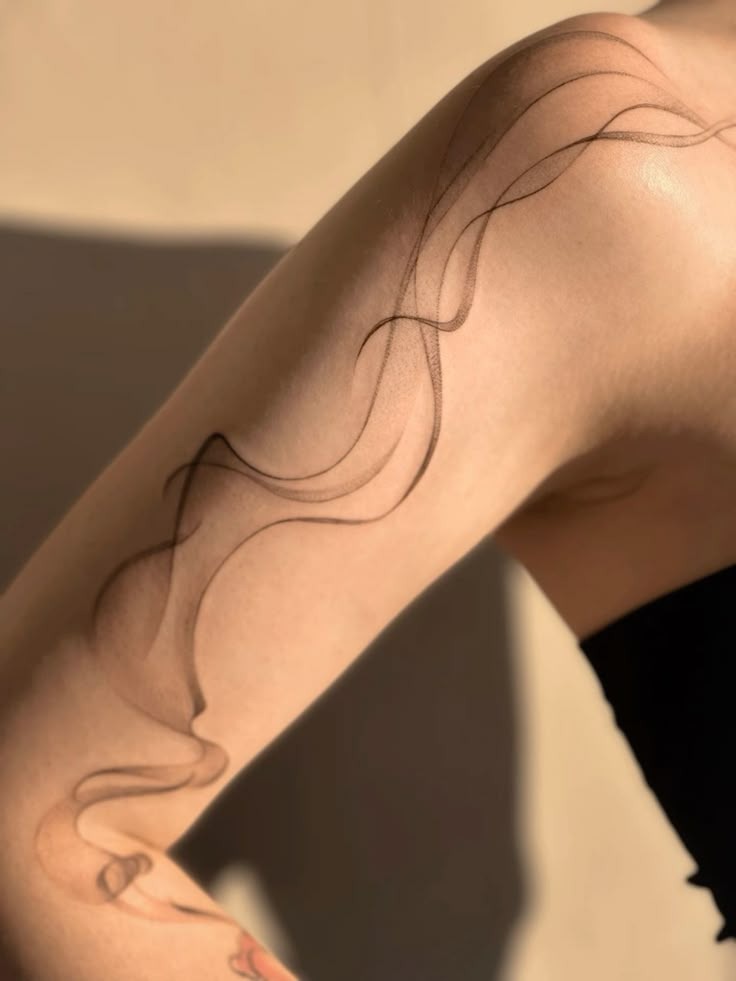 Dramatic Full-Arm Smoke Sleeve Tattoo Design