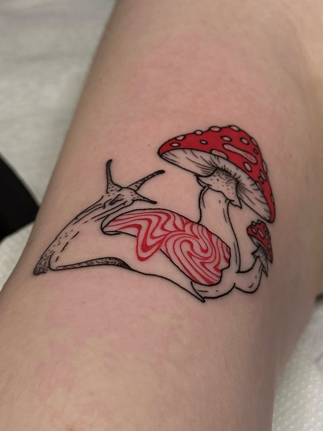 Charming snail and mushroom tattoo design Tattoo Design