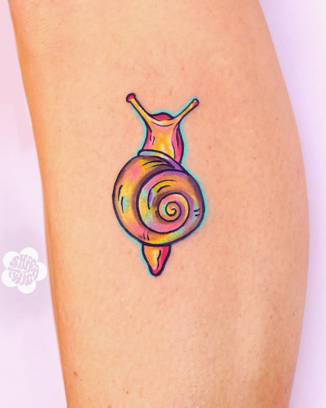 Vibrant snail tattoo with beautiful color gradients Tattoo Design