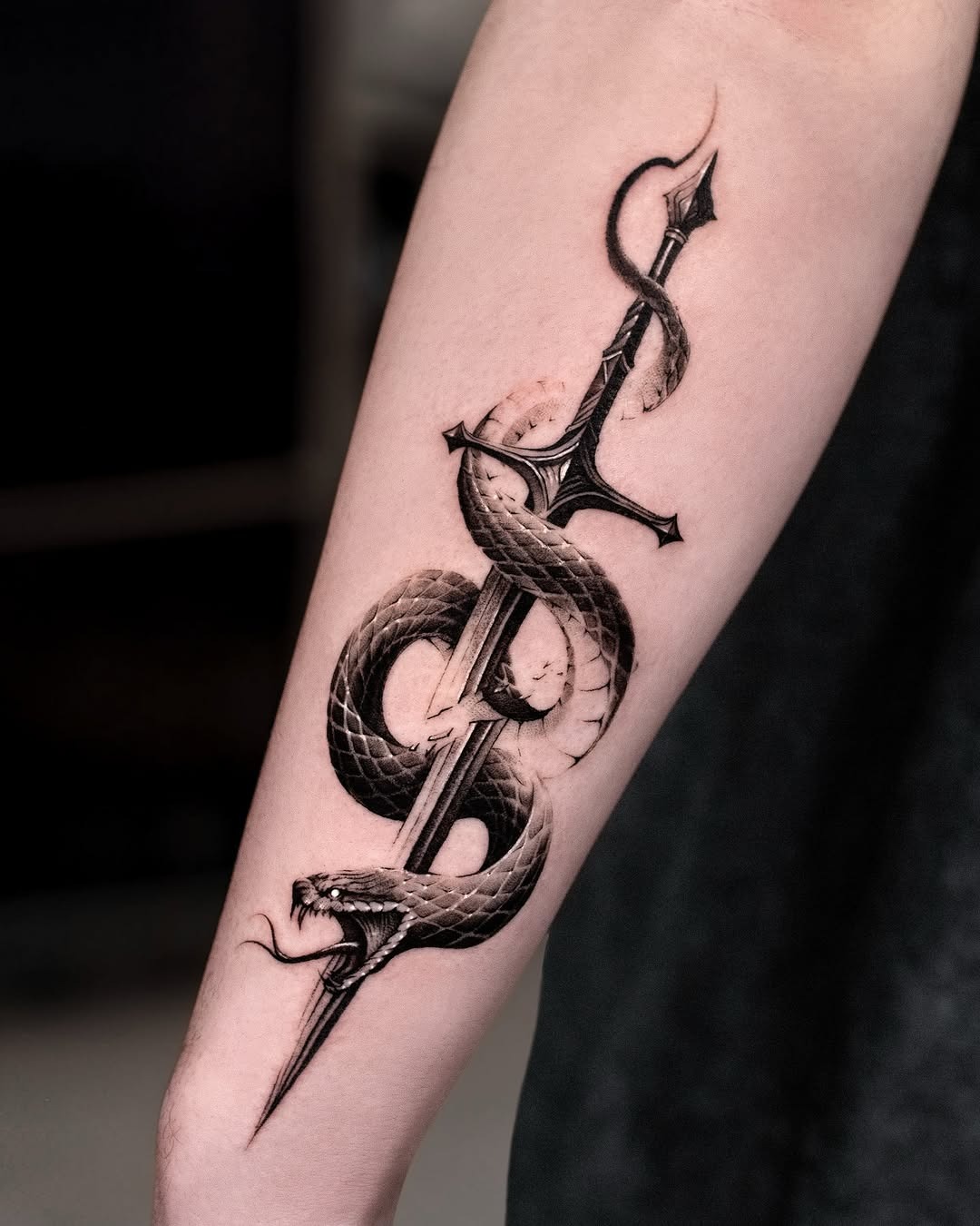 Elegant Snake Wrapped Around Sword Tattoo Tattoo Design