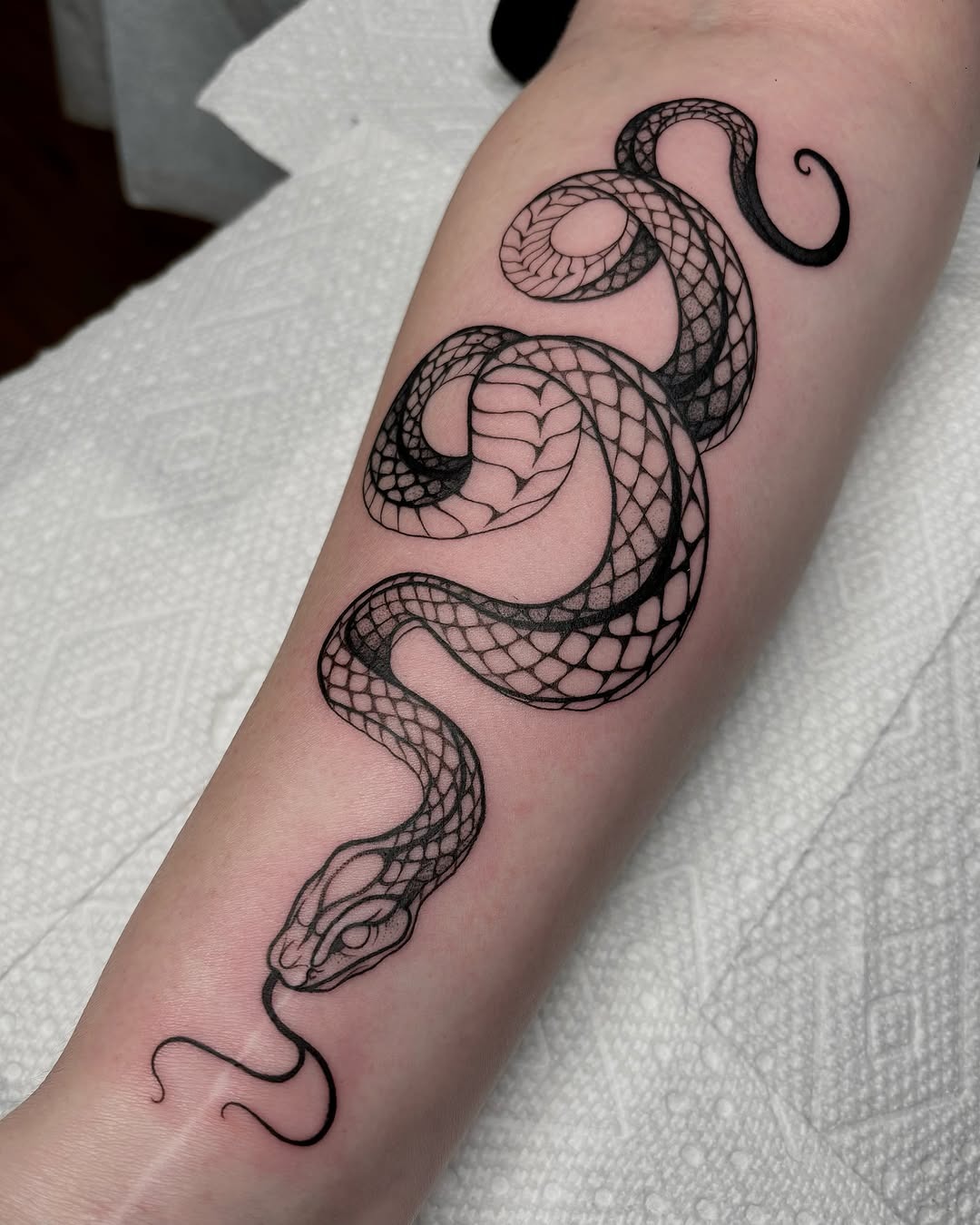 Intricate black ink snake tattoo design Tattoo Design
