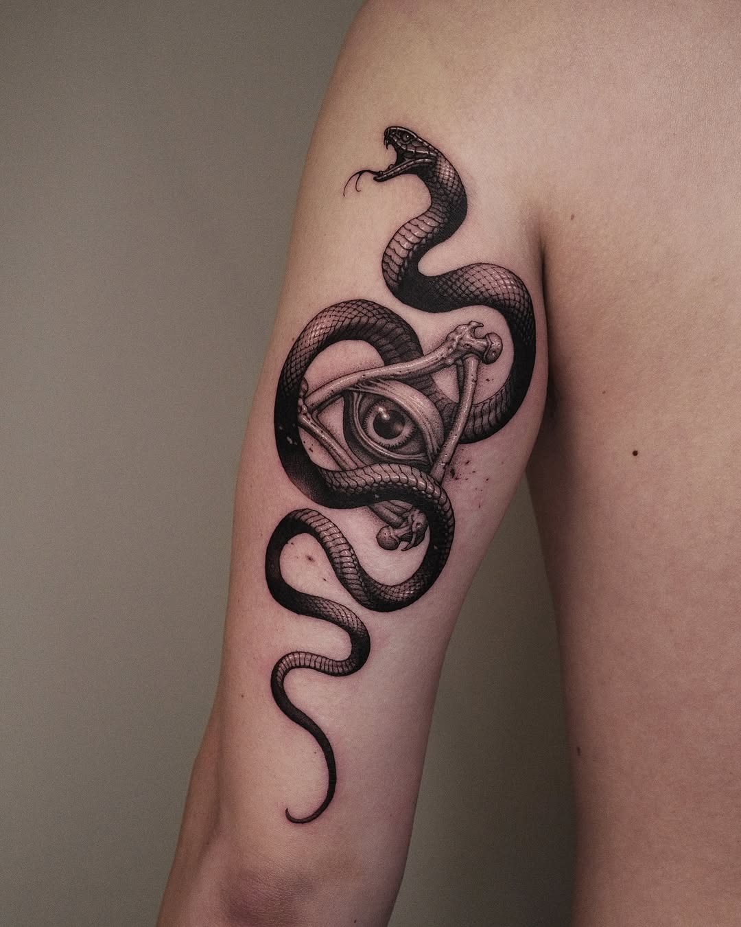 Mysterious Snake Tattoo with an Eye Design Tattoo Design