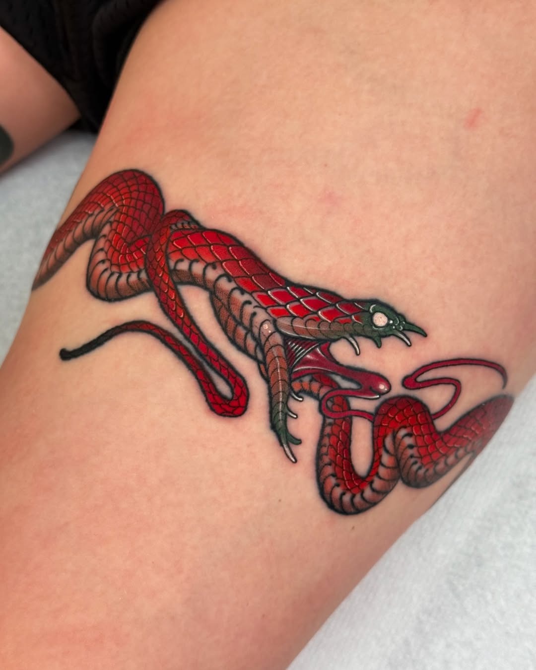 Striking red and black snake tattoo design Tattoo Design