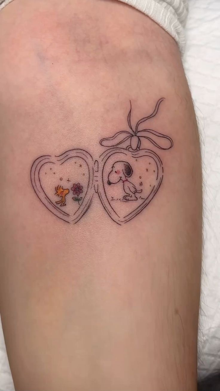 Heart Locket Snoopy And Woodstock Tattoo Tattoo Design