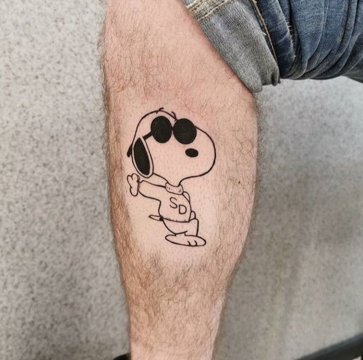 Joe Cool Calf Tattoo With Shades Tattoo Design