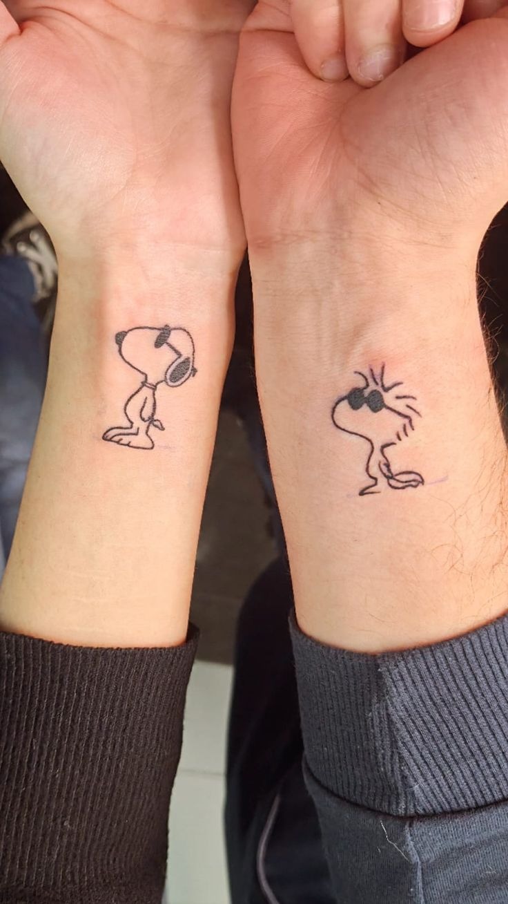 Matching Snoopy And Woodstock Wrist Tattoos Tattoo Design