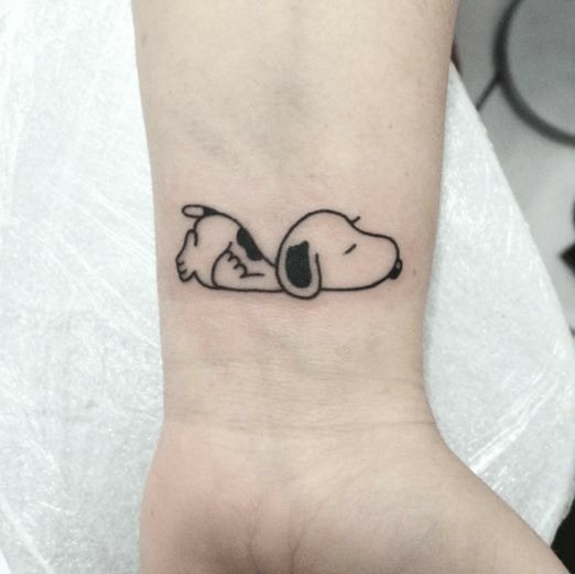 Minimalist Sleeping Snoopy Wrist Tattoo Tattoo Design