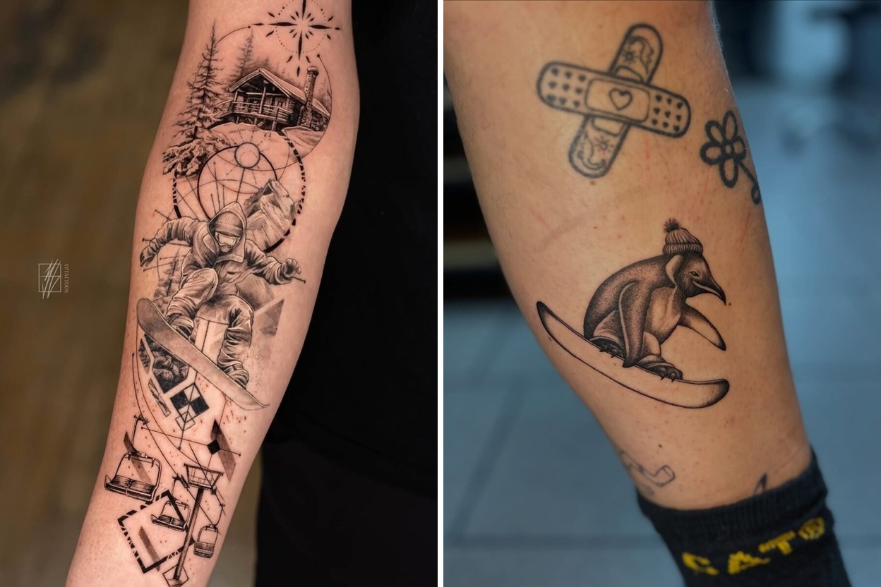 24+ Snowboard Tattoo Ideas With Clean Modern Artistry Featured Lookbook Collage