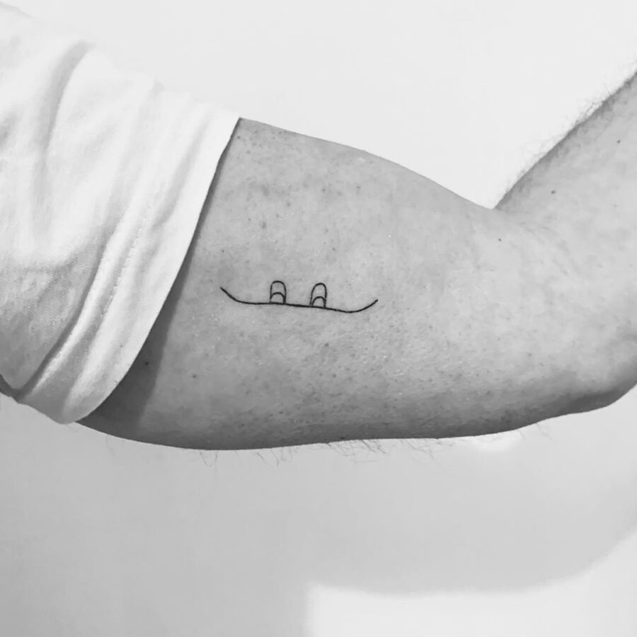 Minimalist snowboard tattoo design on forearm Tattoo Design