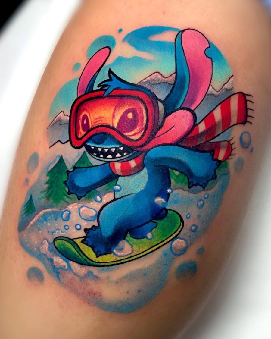 Vibrant Snowboarder Character Tattoo Design Tattoo Design
