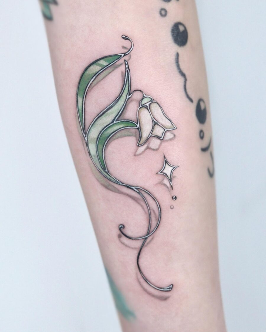 Delicate snowdrop tattoo with elegant lines Tattoo Design