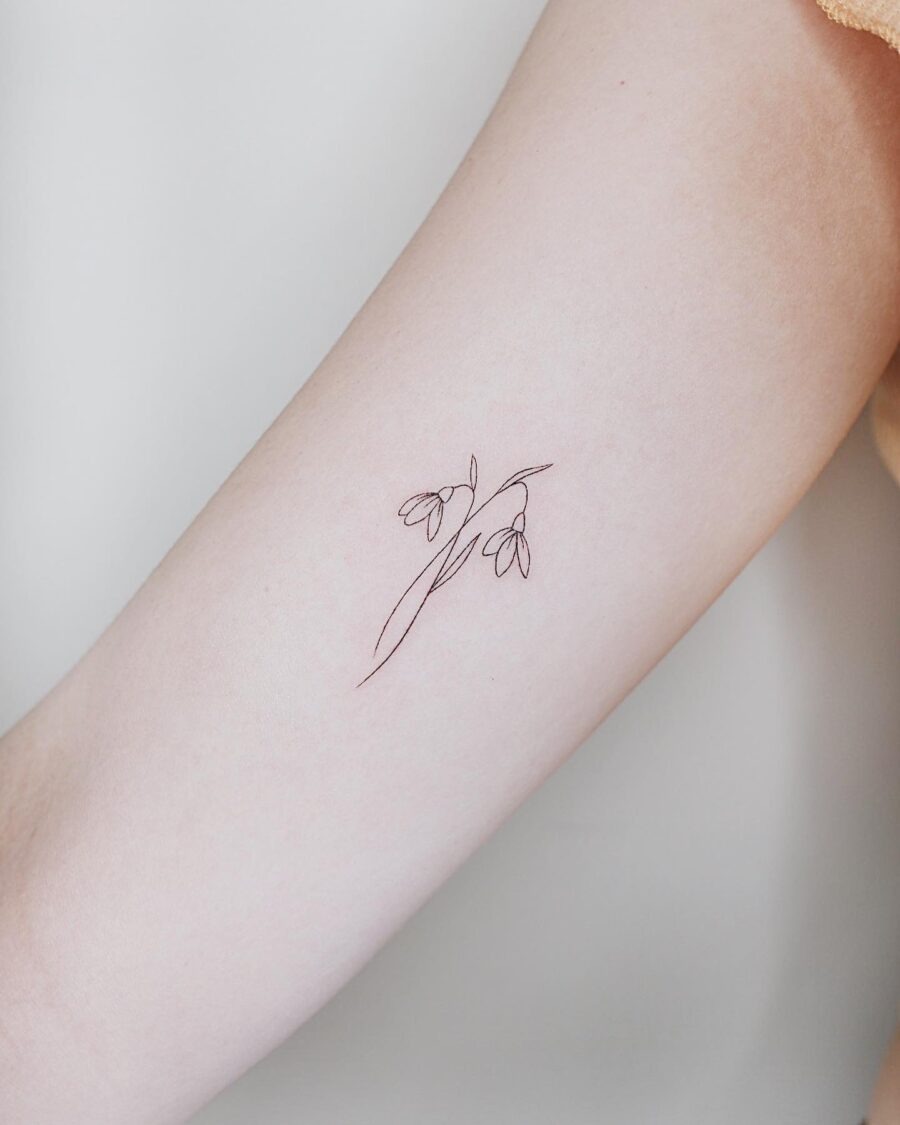 Elegant Minimalist Snowdrop Flower Tattoo Design Tattoo Design