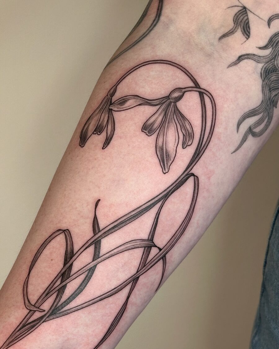 Elegant snowdrop design in minimalist style Tattoo Design