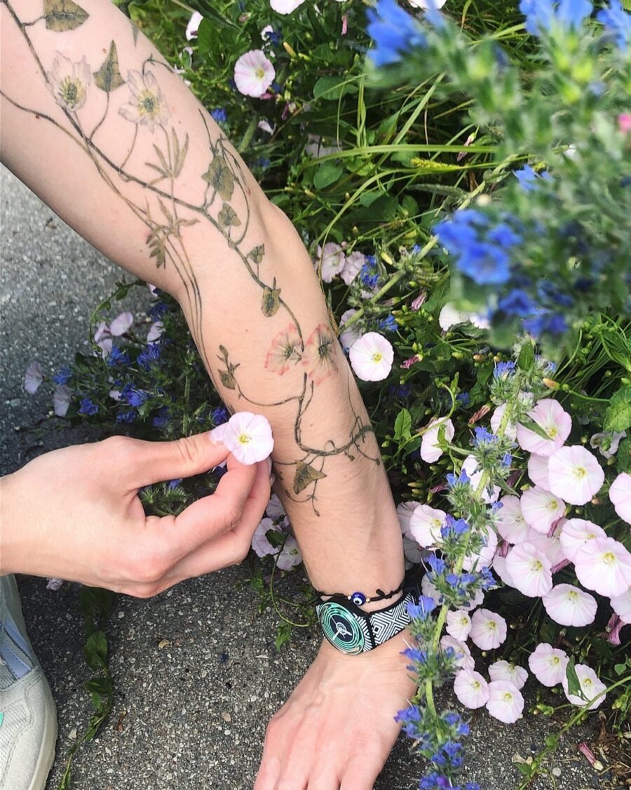 Elegant snowdrop design wrapped around the arm Tattoo Design
