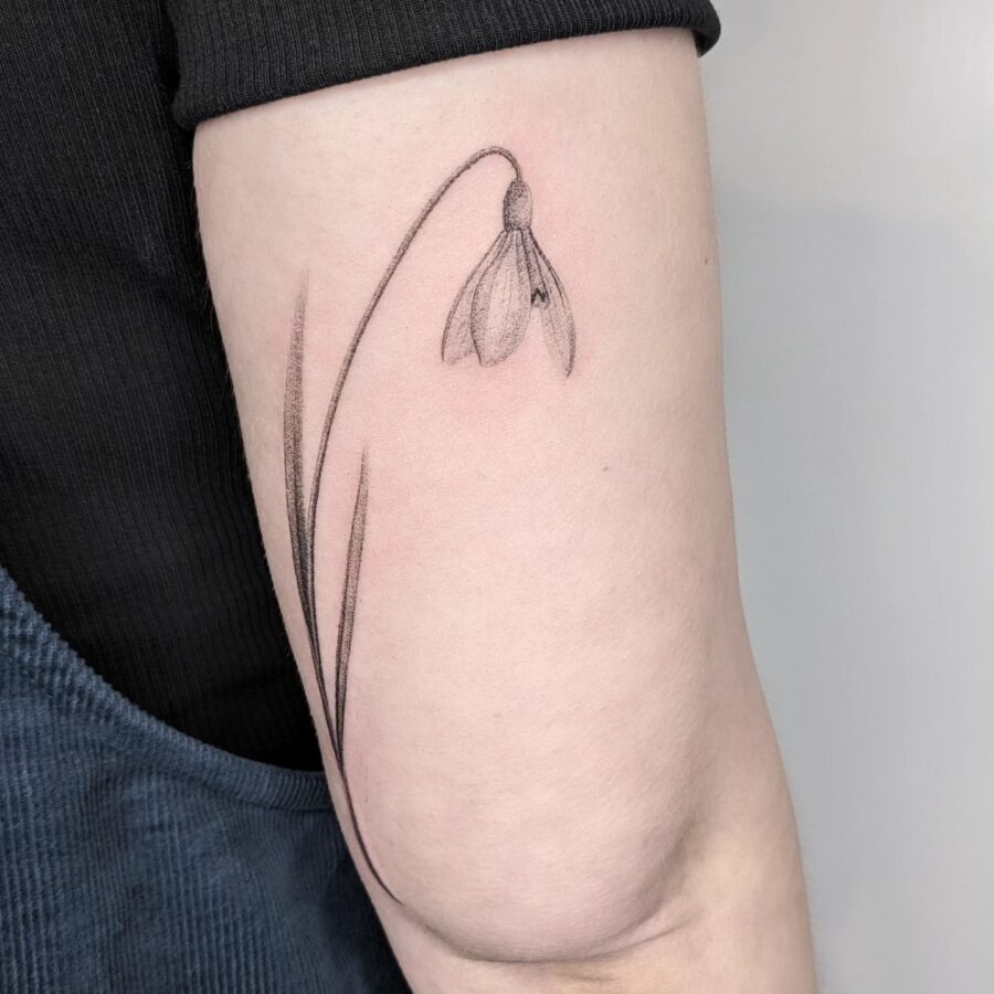 Elegant snowdrop tattoo on the arm Tattoo Design