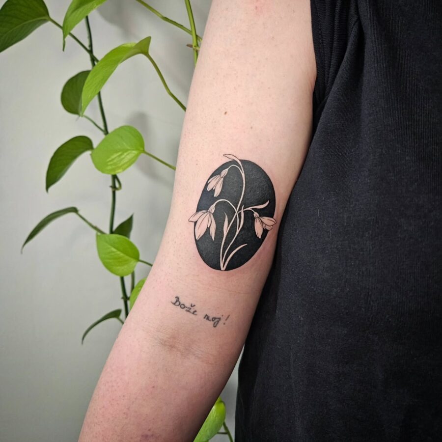 Elegant snowdrop tattoo with intricate details Tattoo Design