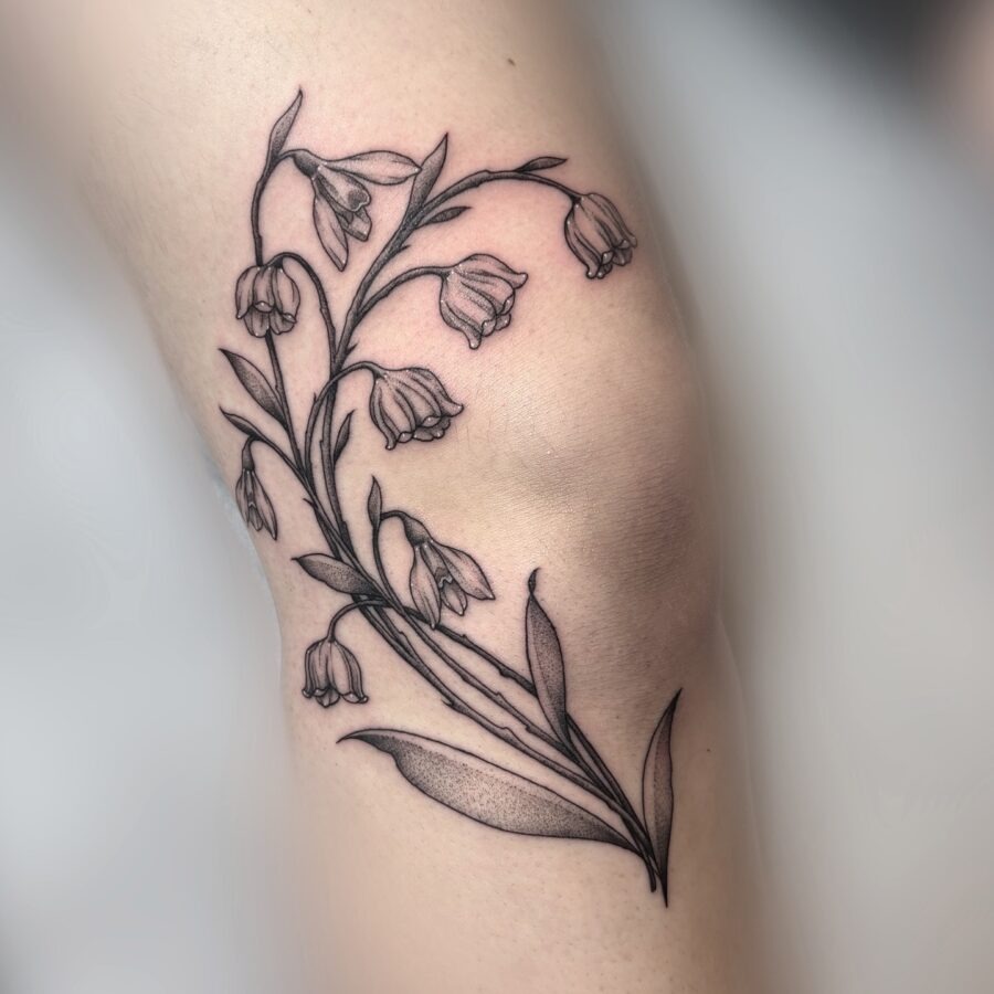 Elegant snowdrop tattoo with intricate details Tattoo Design