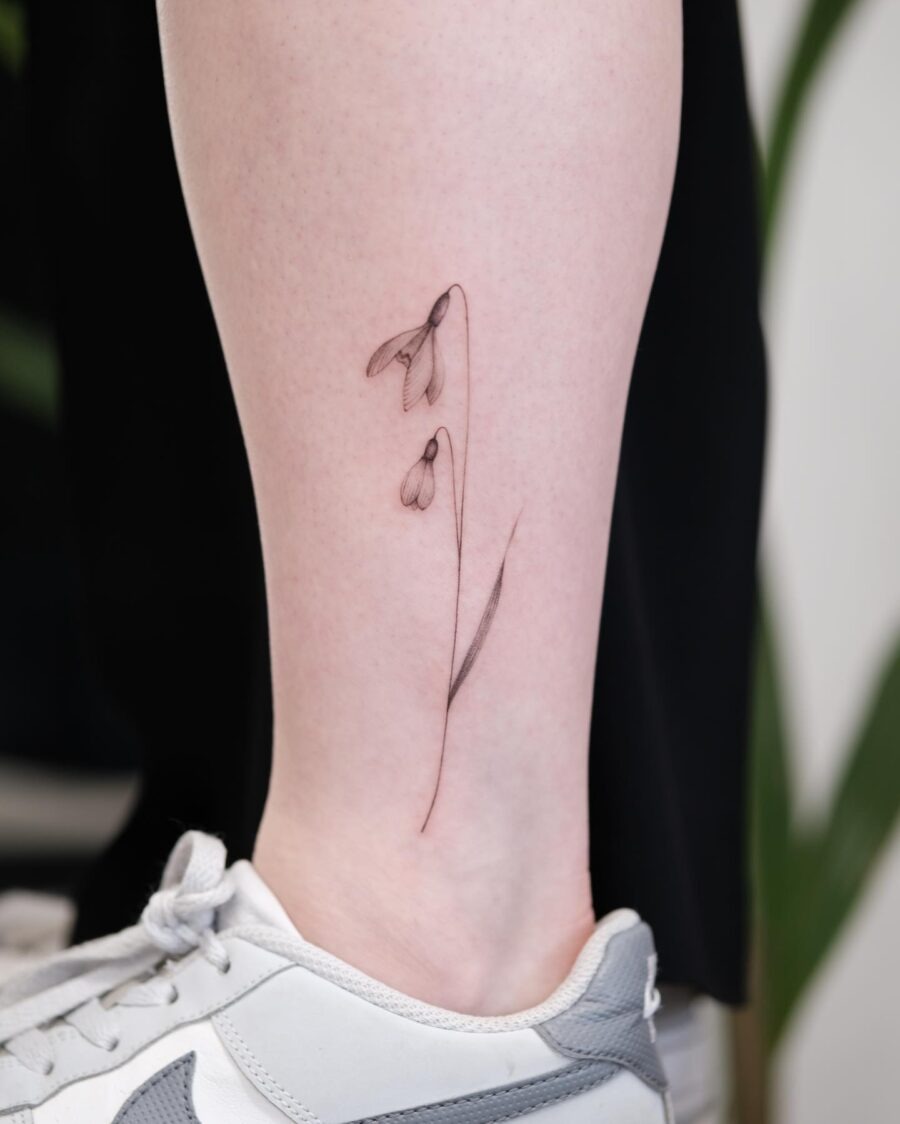 Minimalistic Snowdrop Flower Tattoo Inspiration Tattoo Design