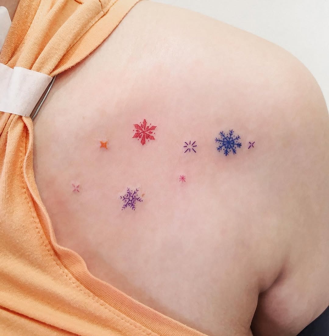 Charming snowflake tattoo collection on the skin Tattoo Design
