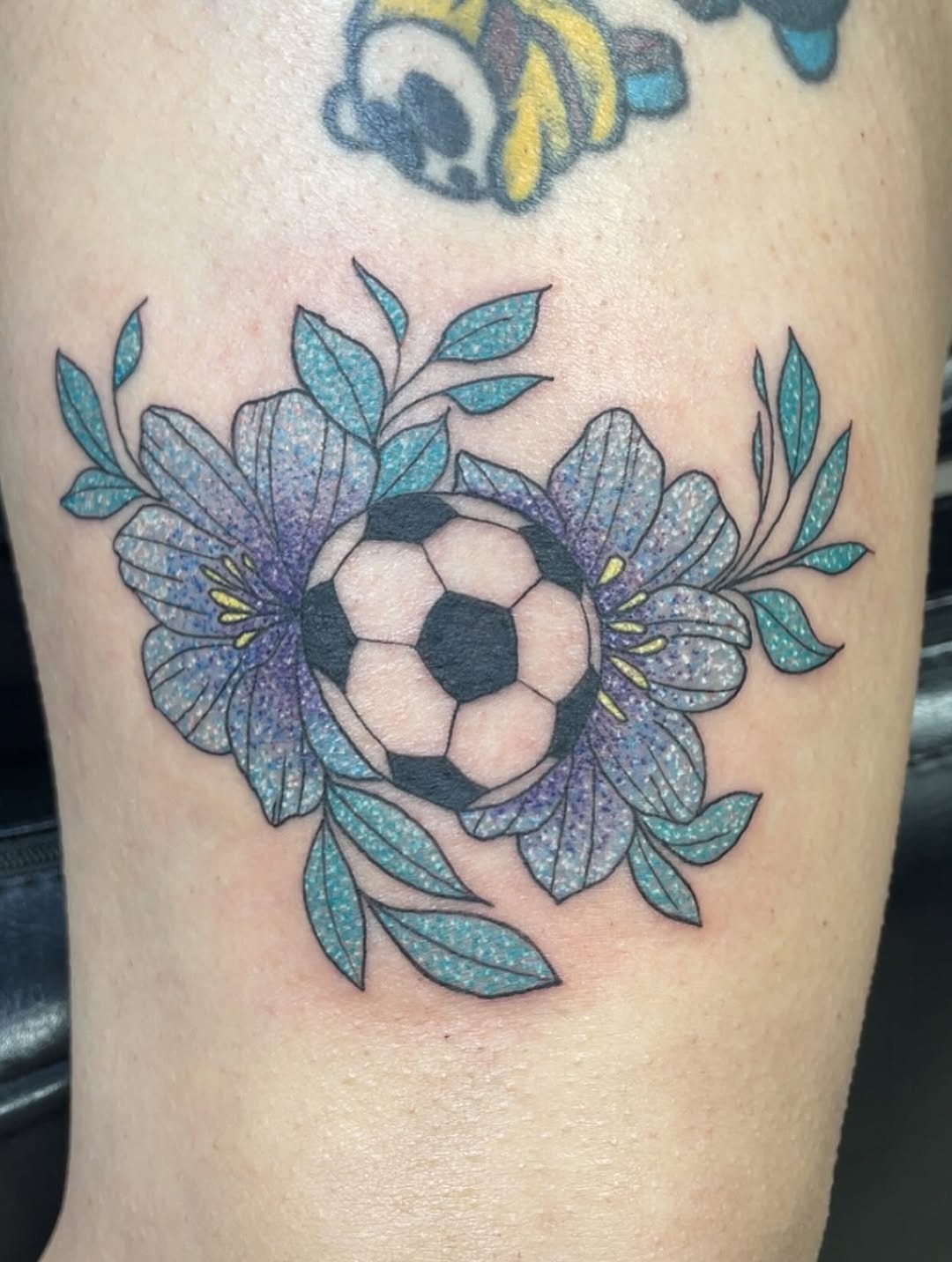 Soccer ball flower tattoo design with beauty Tattoo Design