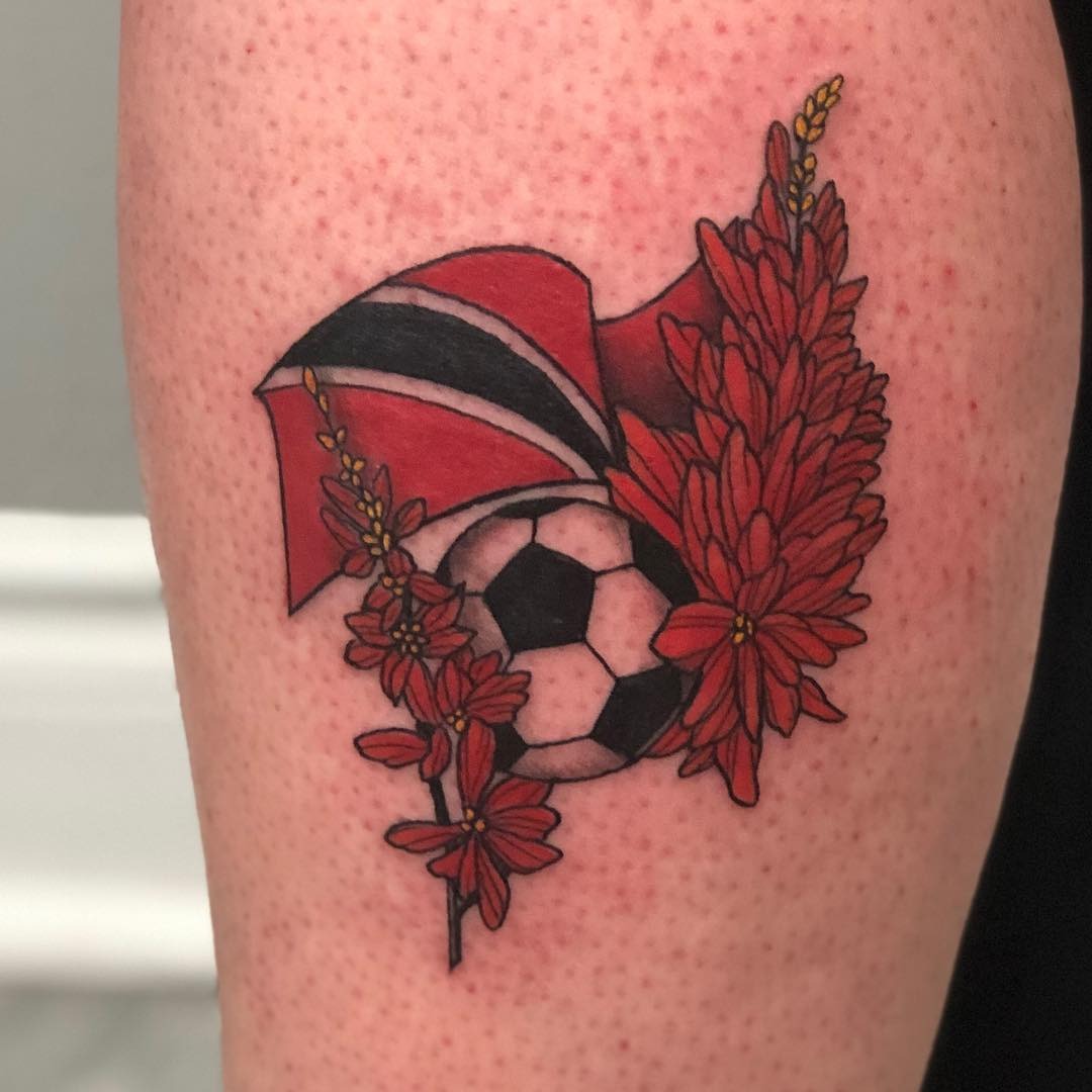 Trinidad Flag-Inspired Soccer Tattoo Design Tattoo Design