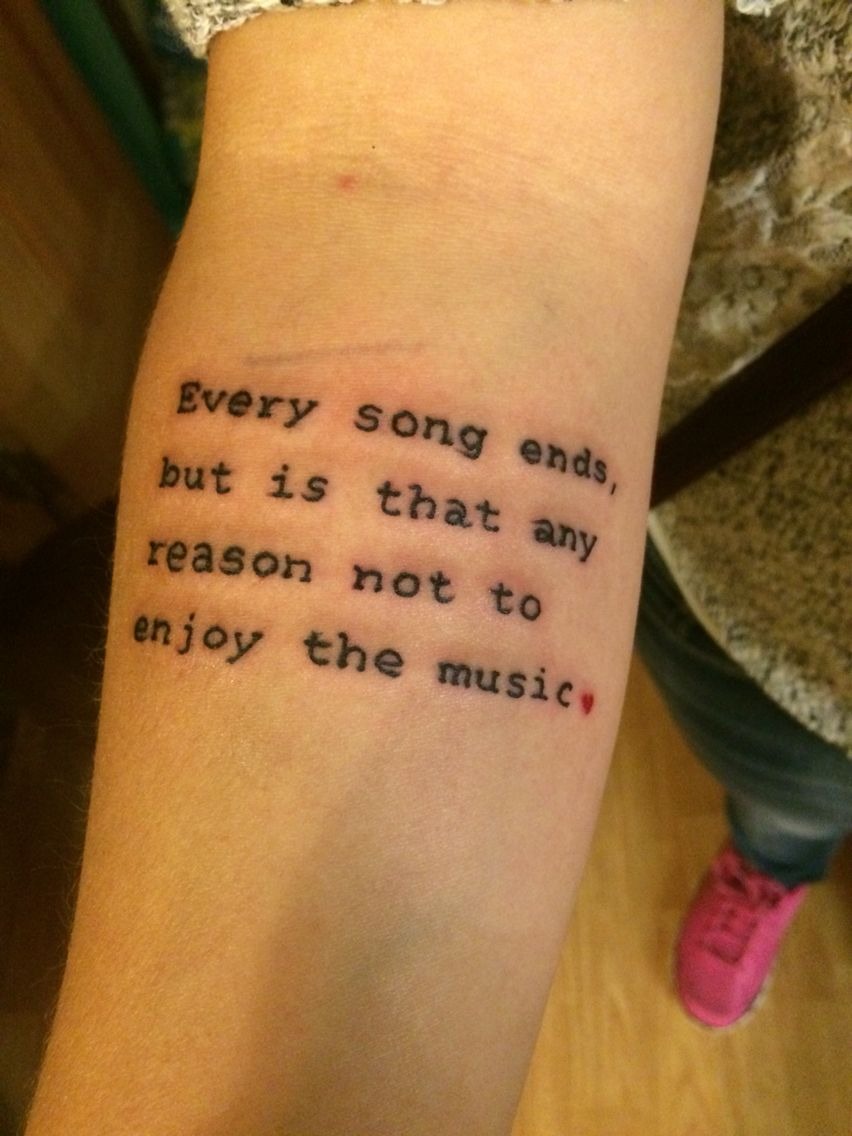 Raw Forearm Lyric Tattoo with Existential Edge Tattoo Design