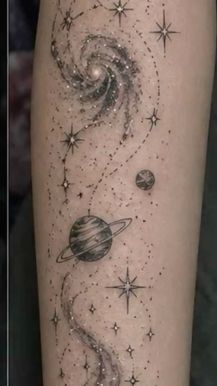 Astronauts Meeting Across Two Worlds Tattoo Design