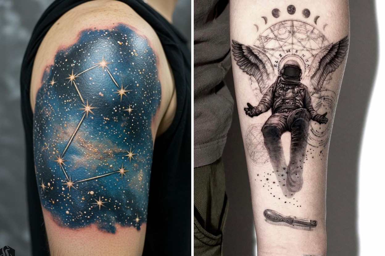 Space Tattoo Ideas For Minimalist and Expressive Tattoos Featured Lookbook Collage