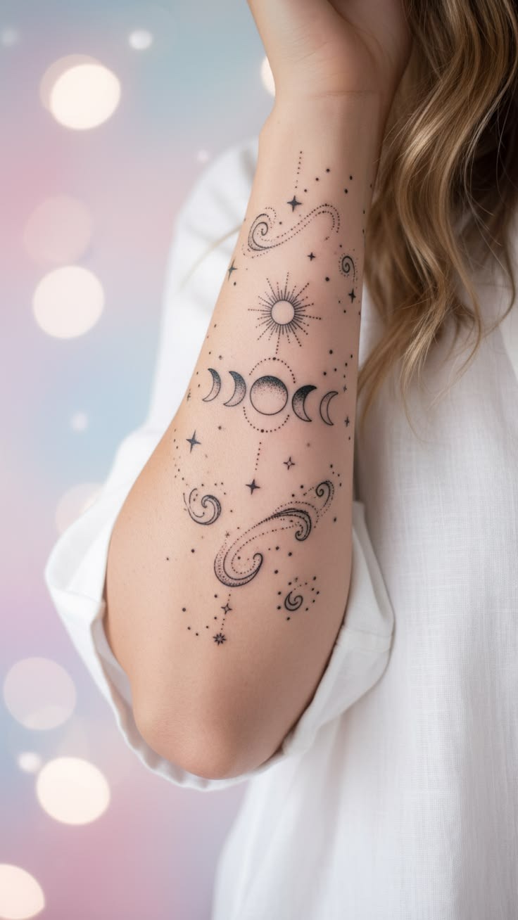 Galaxy-Filled Elephant Silhouette Tattoo Design