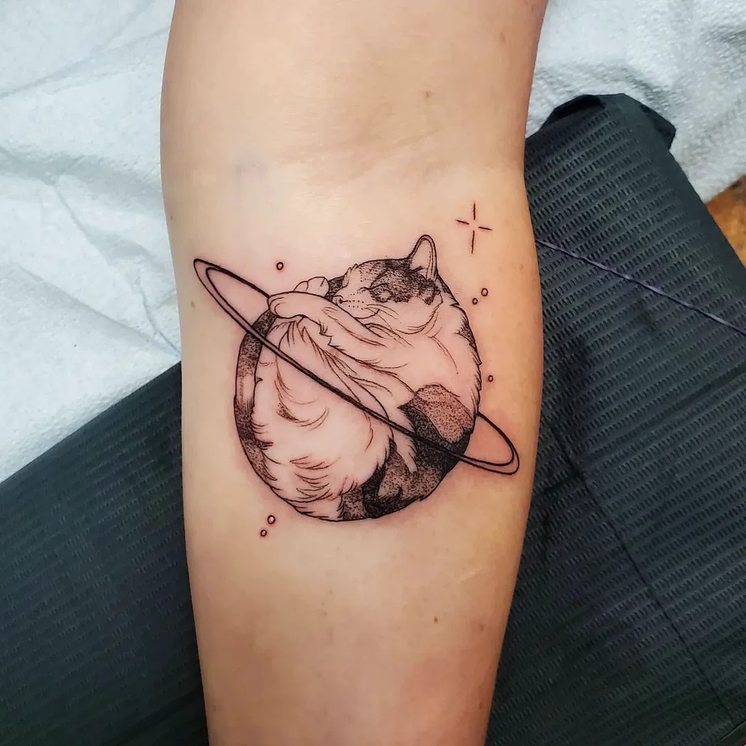 Moon Phases and Spiral Galaxies Tattoo Design