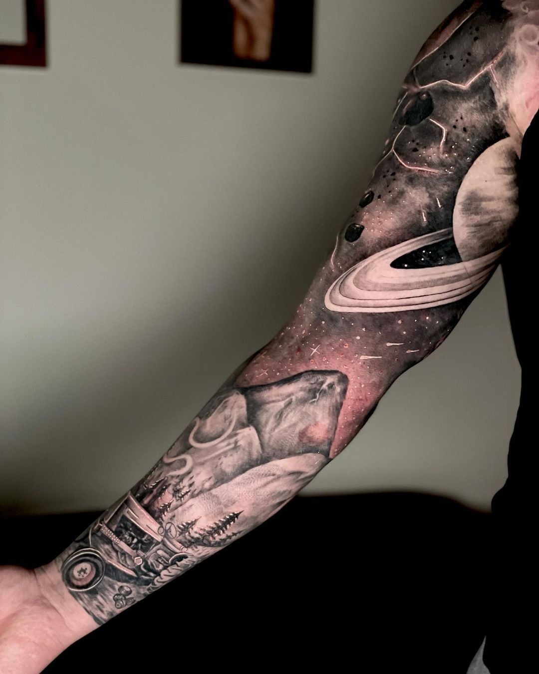 Vertical Solar System Back Tattoo Tattoo Design