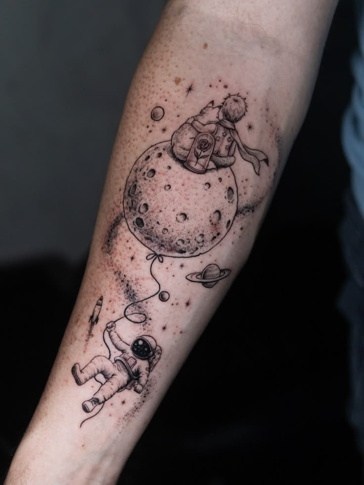Vivid Astronaut Galaxy Sleeve Tattoo Design