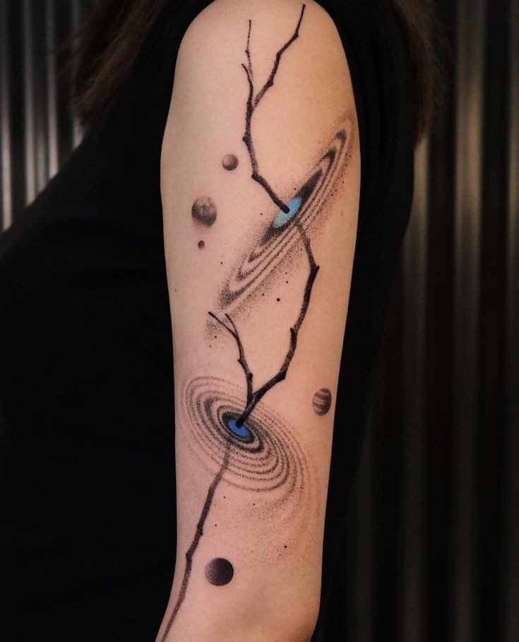 Winged Astronaut with Celestial Map Tattoo Design