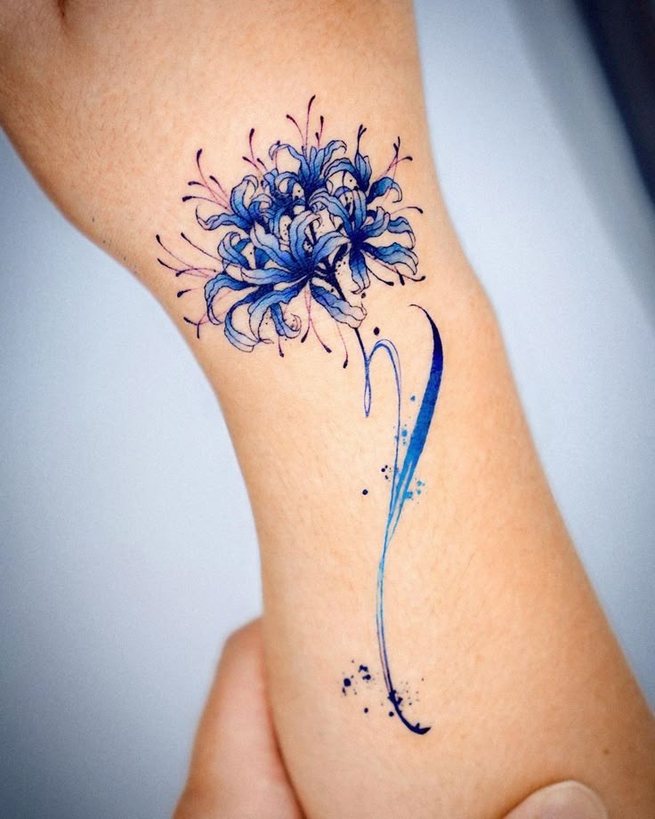 Blue Lily Wrist Tattoo Tattoo Design
