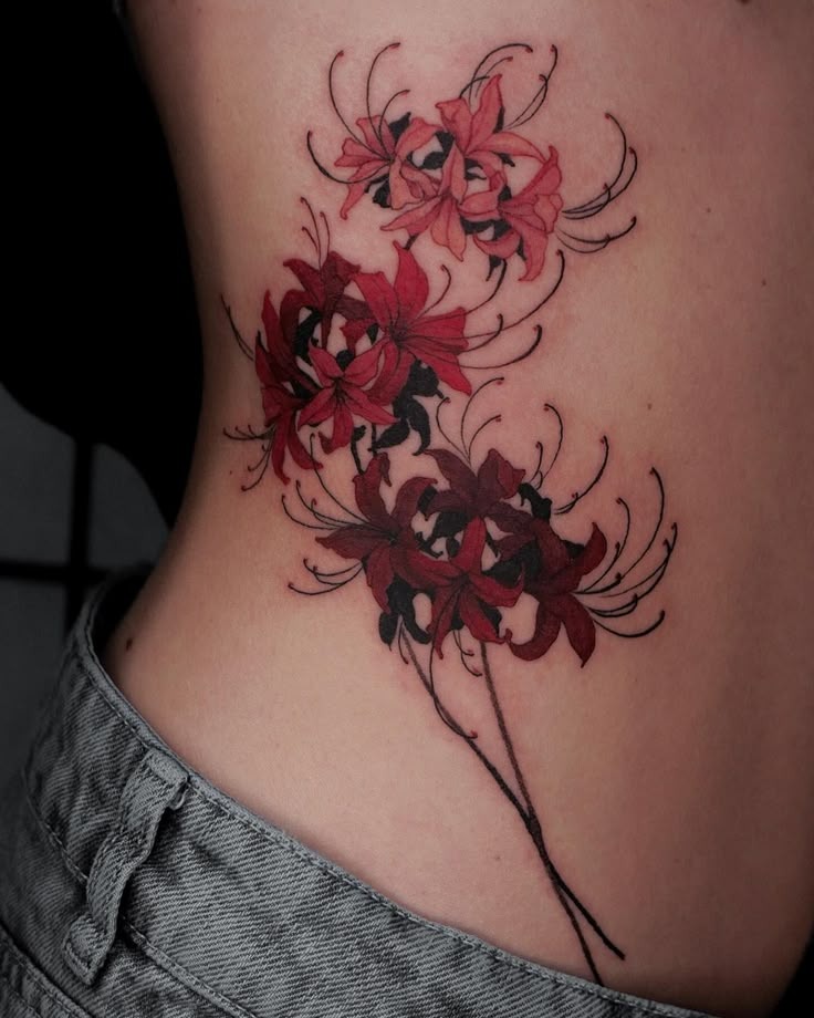 Curved Lily Cluster on the Side Tattoo Design