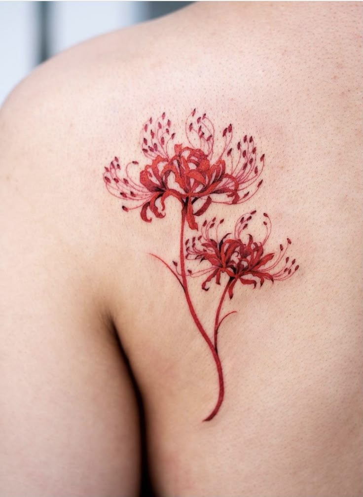Delicate Twin Lilies on the Shoulder Tattoo Design