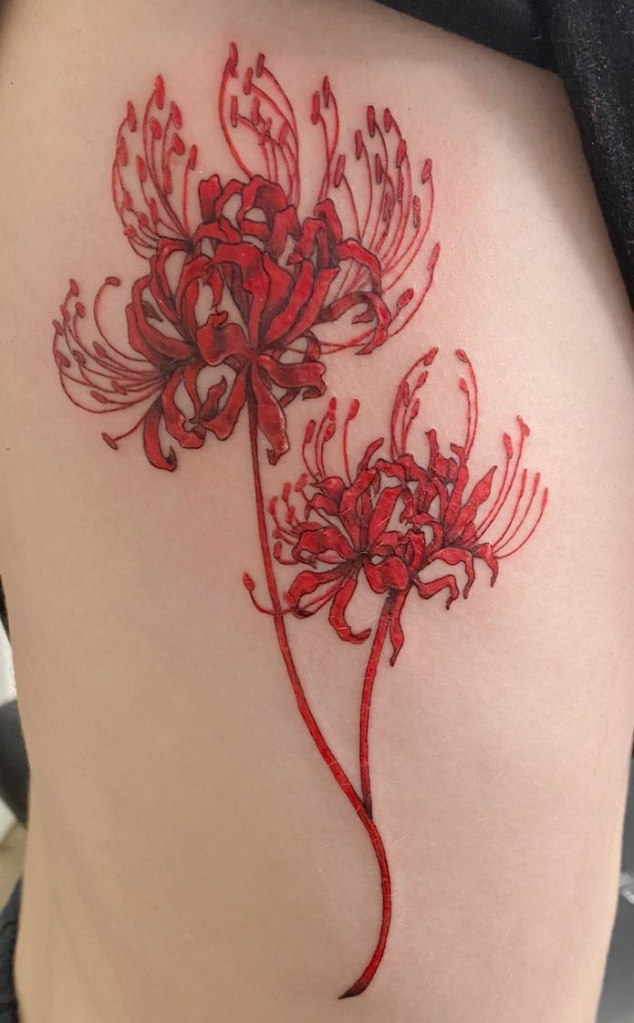 Glossy Red Trio with Petal Detailing Tattoo Design