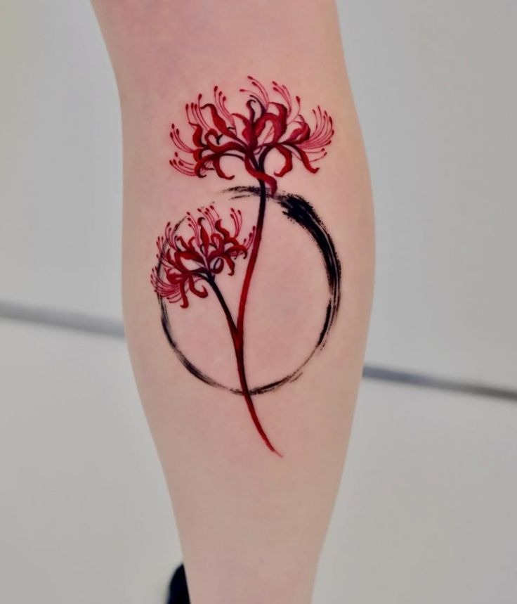 Ink Circle and Spider Lilies Tattoo Design