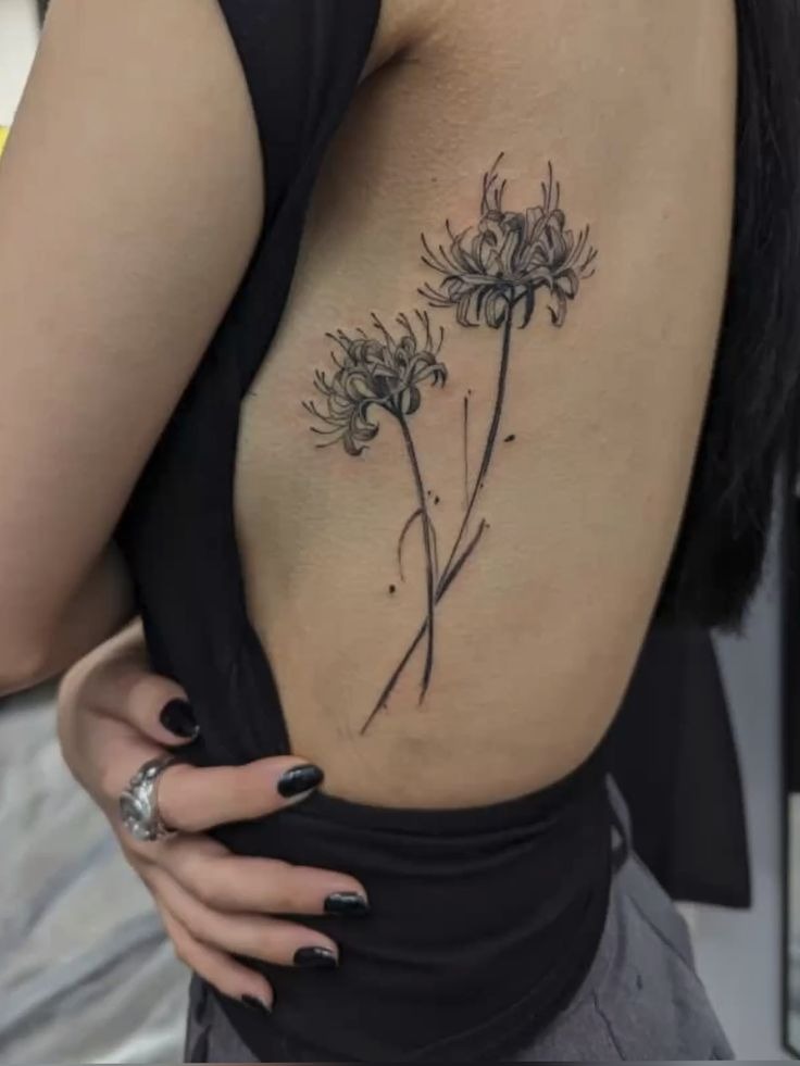 Minimalist Lily Pair on the Side Tattoo Design