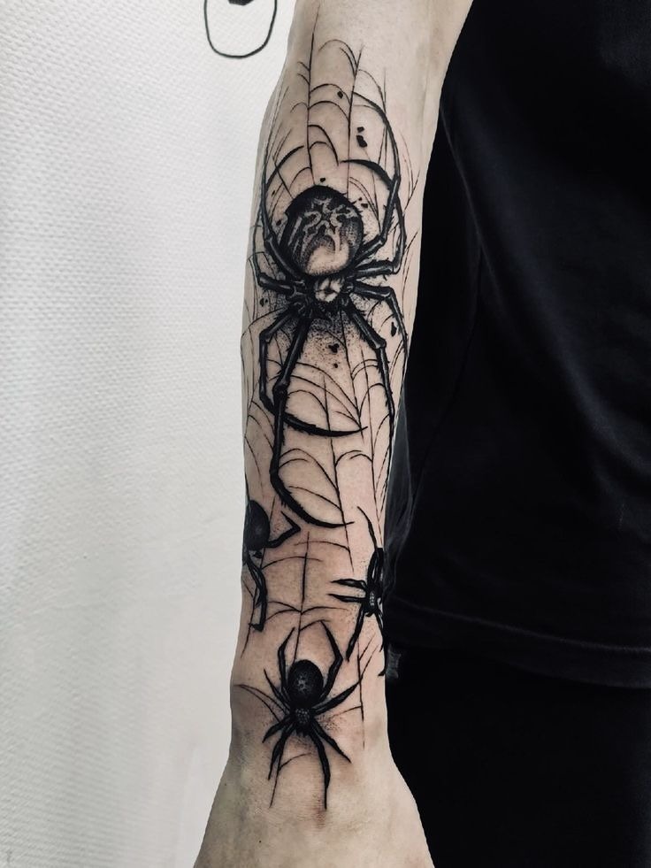 Black Widow Sleeve Tattoo Tattoo Design