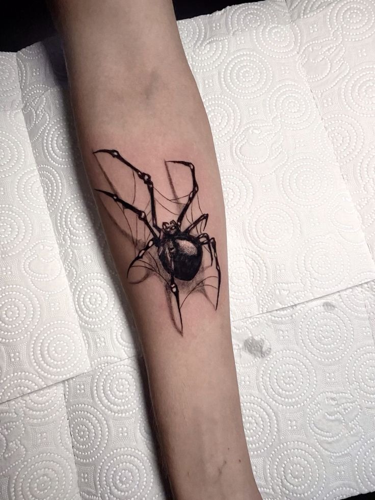 Delicate Spider with Fine Line Details Tattoo Design