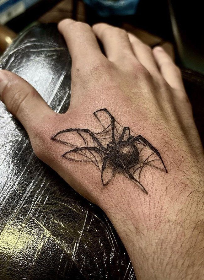 Hand Spider with Soft Shadows Tattoo Design